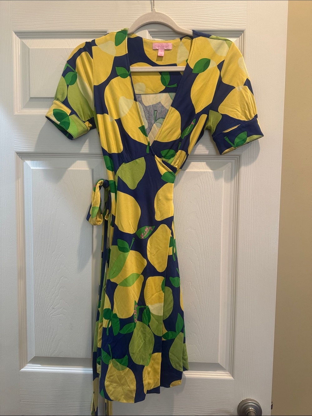 Lilly Pulitzer Navy Lemon-Print Wrap Dress